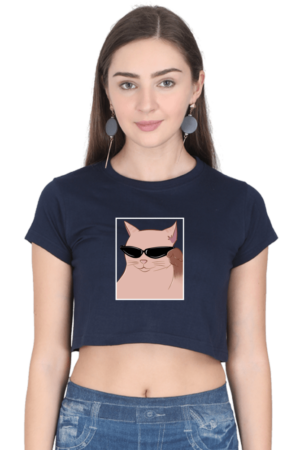 women' s navy blue crop top