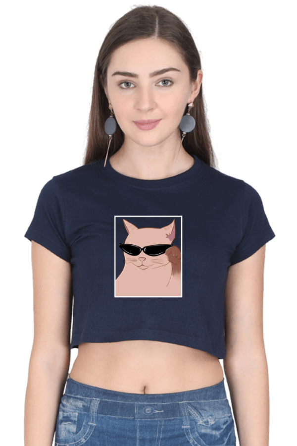 women' s navy blue crop top