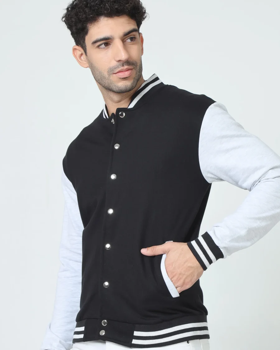 Solid Black Varsity Jacket